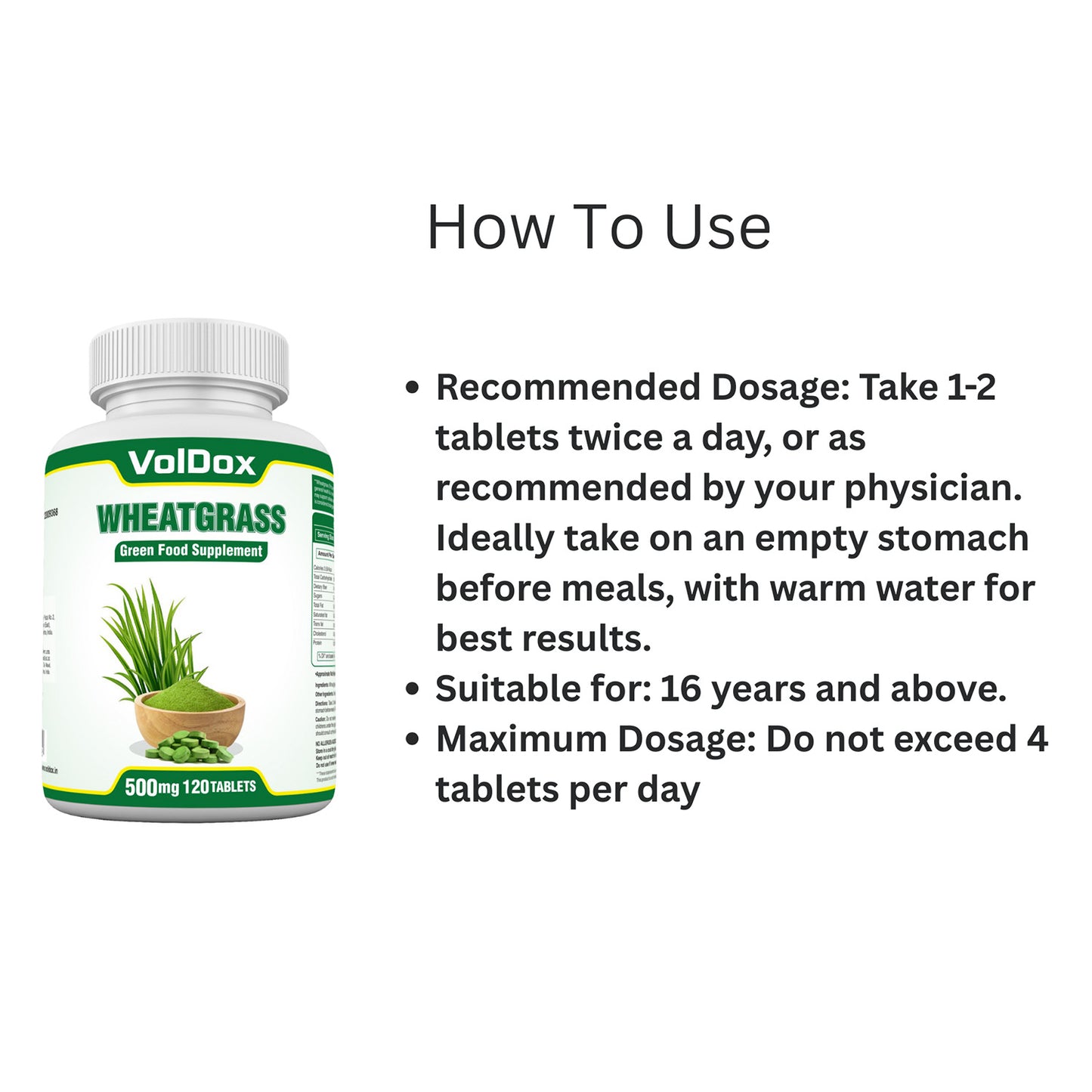 WheatGrass 120 Tablets Superfood, Natural Antioxidant and Immunity Booster