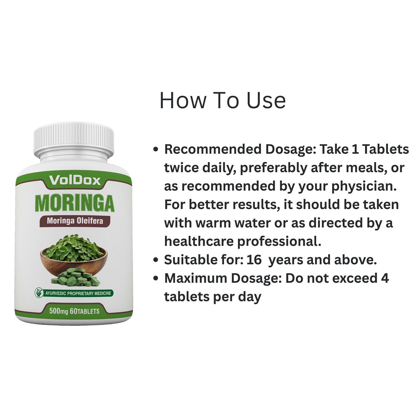 Moringa Tablets – 60 Count Natural Immunity Booster | Energy, Strength & Stamina Enhancer | Ayurvedic Supplement for Daily Wellness & Vitality