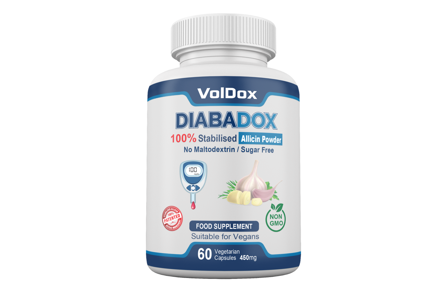 DiabaDox – Natural Blood Sugar Support with Stabilised Allicin, Cinnamon & Bitter Melon | 60 Vegan Capsules