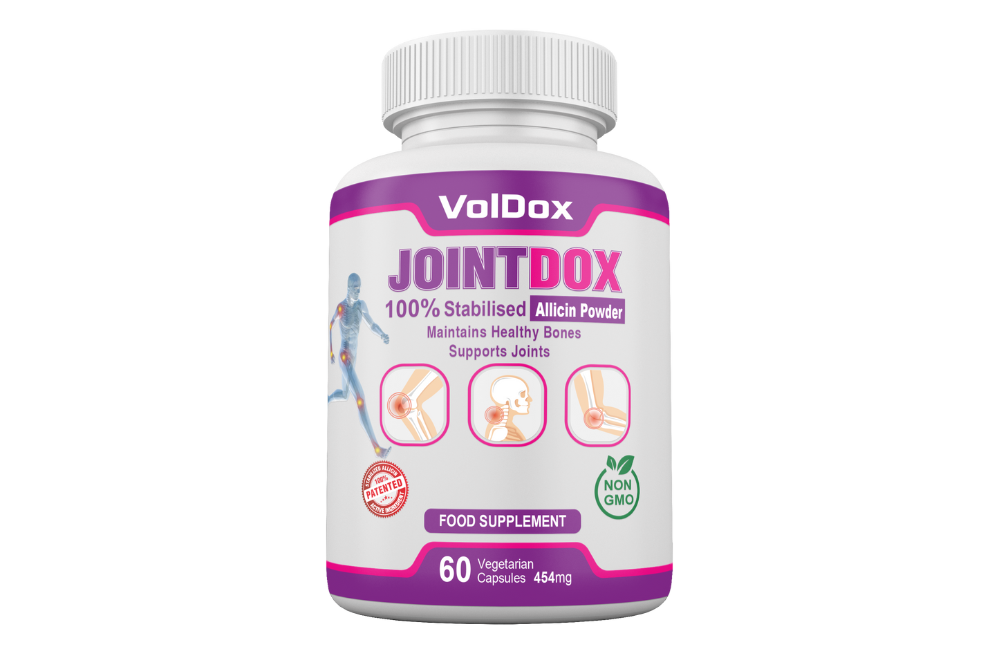 Jointdox – 60 Capsules Joint Pain Relief | Cartilage Support | 100% Stabilised Allicin + Glucosamine, Chondroitin, Ginger, Vitamin D3