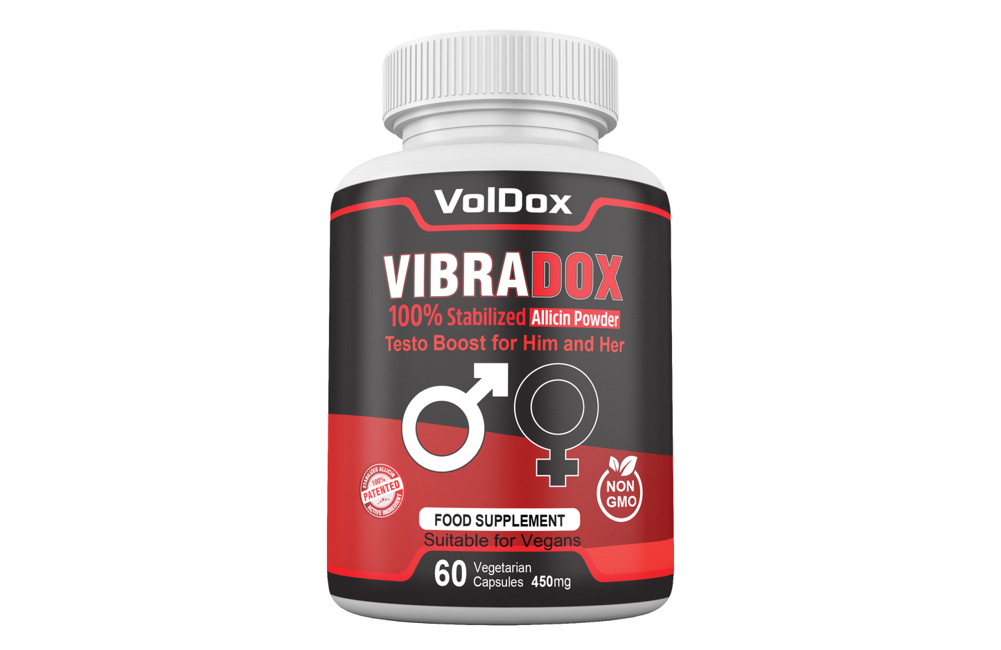 Vibradox – 60 Capsules Natural Libido Enhancer | ED Support | Male & Female Sexual Health | Allicin + Ginseng + Maca + Horny Goat Weed