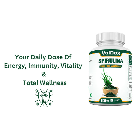 Spirulina 120 Tablets Green Superfood Overall Body Support