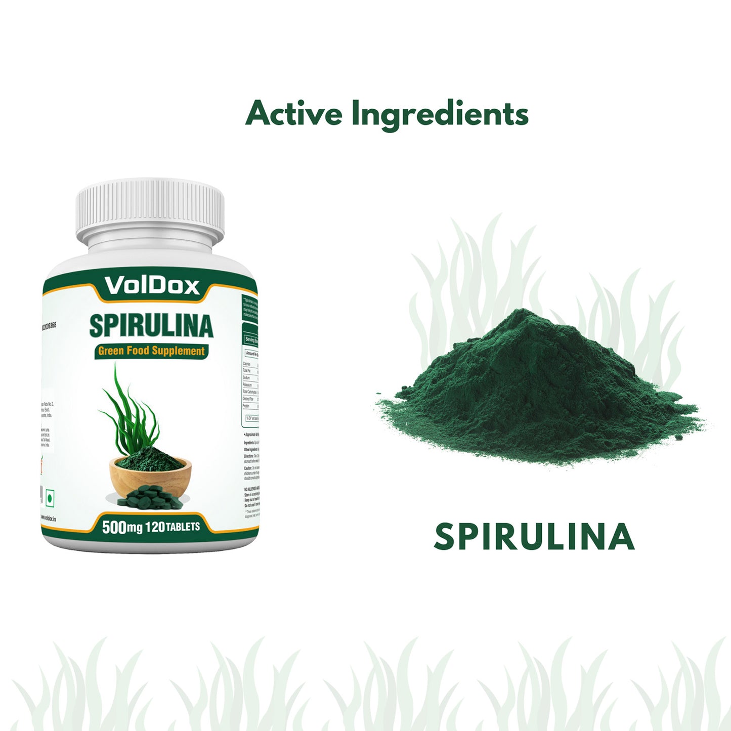 Spirulina 120 Tablets Green Superfood Overall Body Support