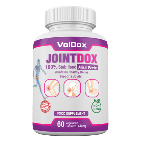 Jointdox – 60 Capsules Joint Pain Relief | Cartilage Support | 100% Stabilised Allicin + Glucosamine, Chondroitin, Ginger, Vitamin D3