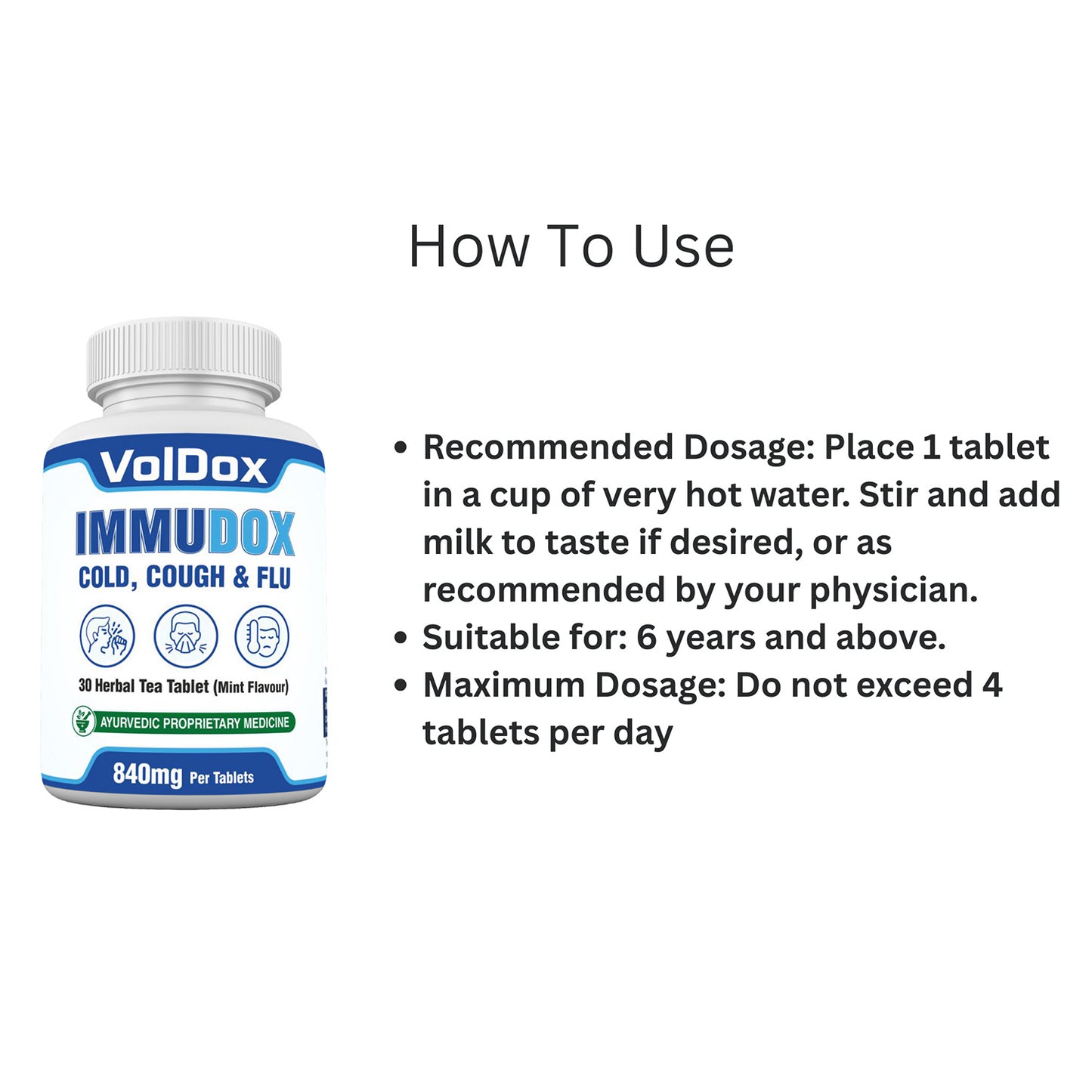 Immudox 30 Dissolvable Tablets Cough, Cold, Flu and Respiratory care