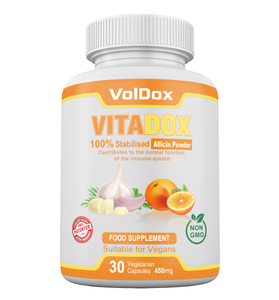 Vitadox – 30 Capsules Immune Support Formula | 100% Stabilised Allicin + Vitamin C + Citrus Bioflavonoids | Natural Antioxidant & Cold Defense