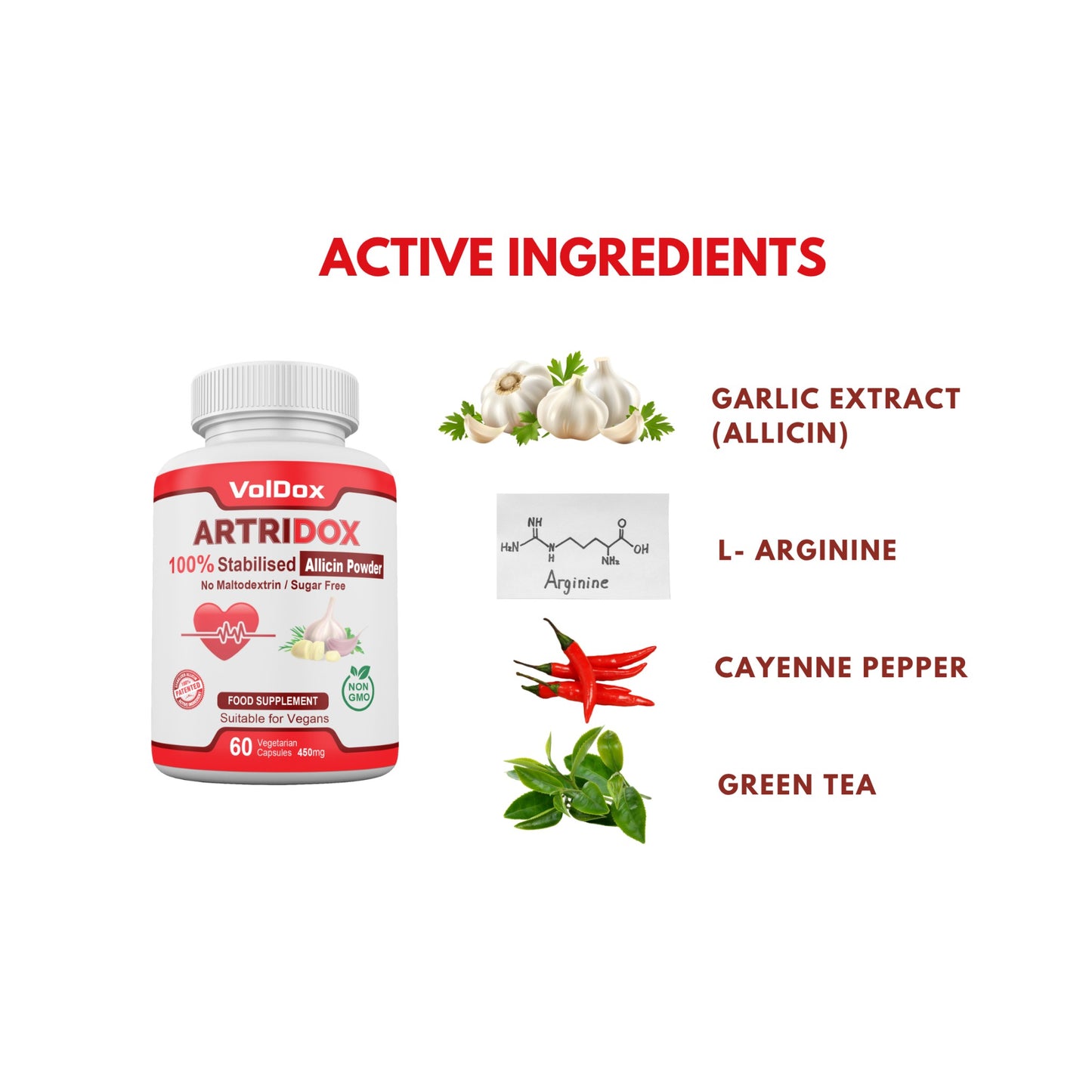Artridox – 60 Capsules Advanced Heart Health Support | 100% Stabilised Allicin | Cardiovascular Wellness Formula | Natural Circulation Booster
