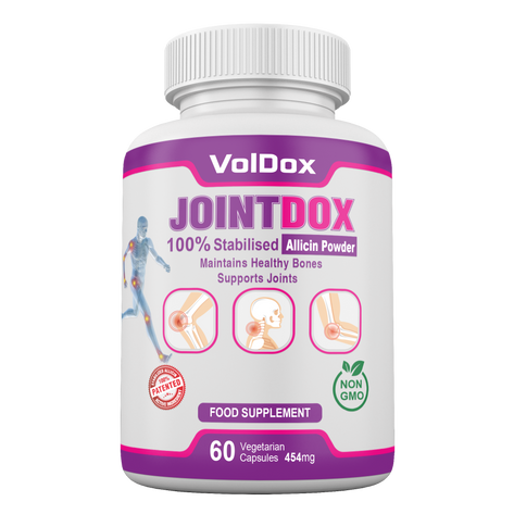 Jointdox – 60 Capsules Joint Pain Relief | Cartilage Support | 100% Stabilised Allicin + Glucosamine, Chondroitin, Ginger, Vitamin D3
