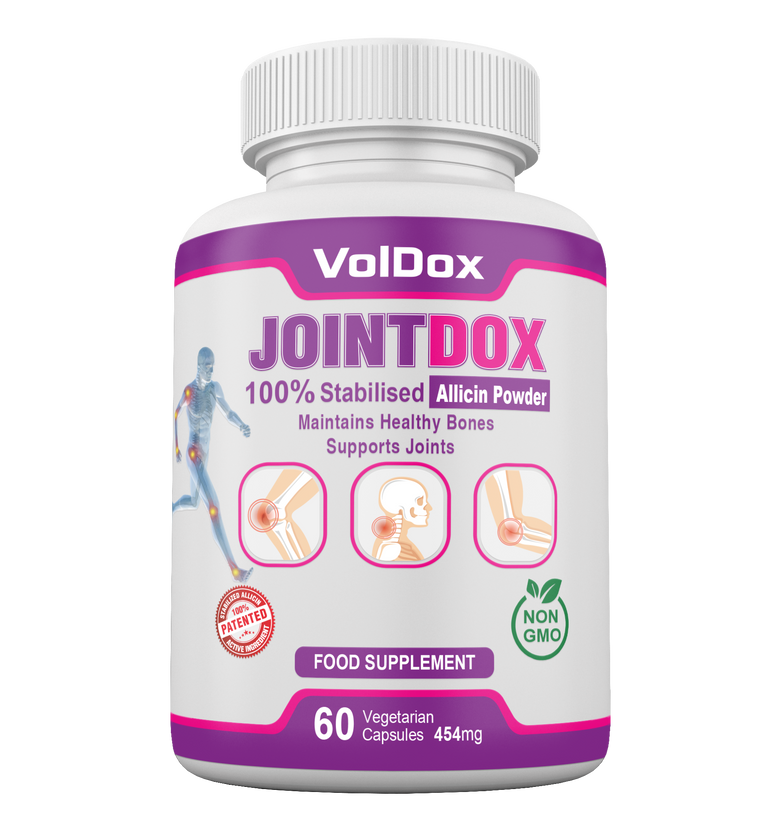 Jointdox – 60 Capsules Joint Pain Relief | Cartilage Support | 100% Stabilised Allicin + Glucosamine, Chondroitin, Ginger, Vitamin D3