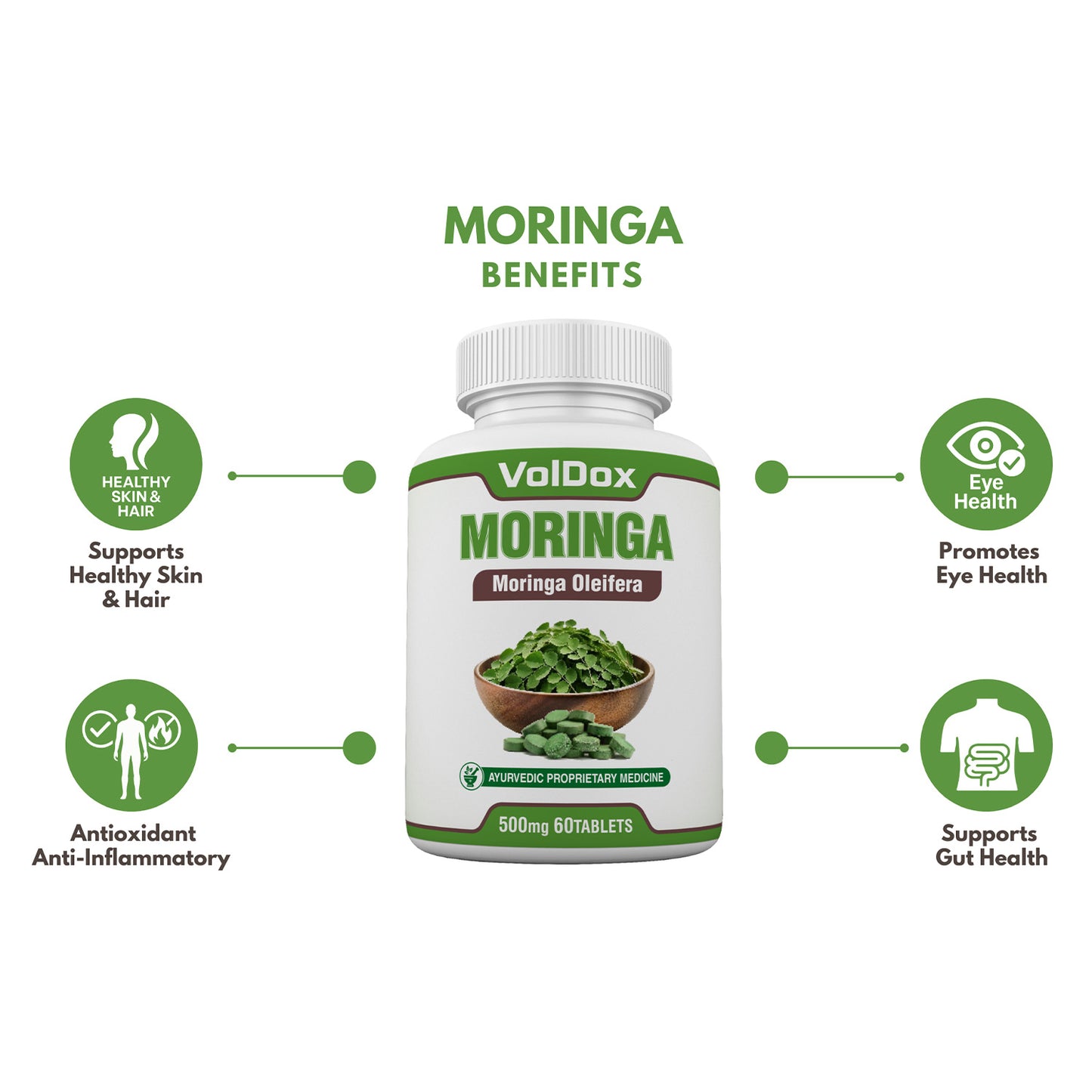 Moringa Tablets – 60 Count Natural Immunity Booster | Energy, Strength & Stamina Enhancer | Ayurvedic Supplement for Daily Wellness & Vitality