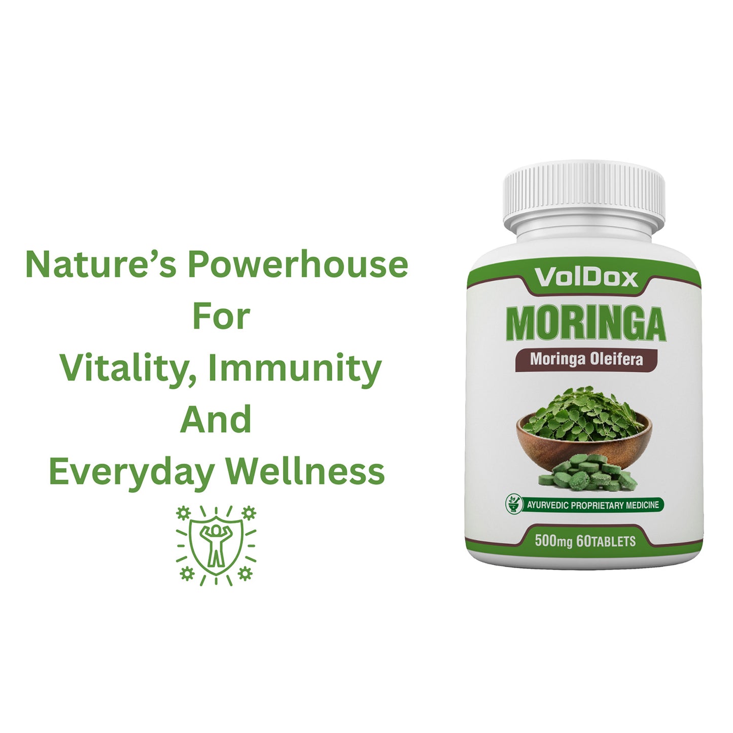 Moringa Tablets – 60 Count Natural Immunity Booster | Energy, Strength & Stamina Enhancer | Ayurvedic Supplement for Daily Wellness & Vitality