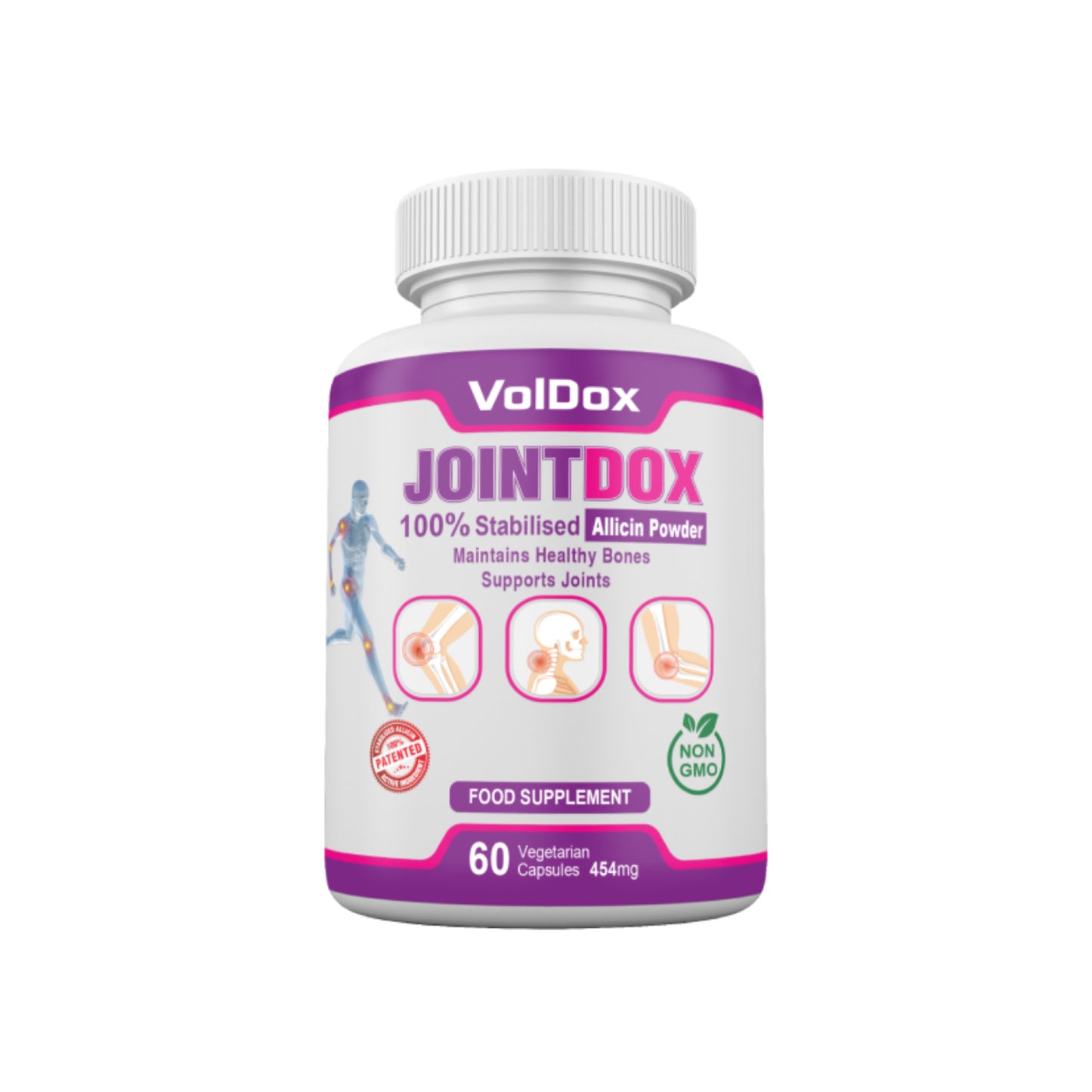 Jointdox – 60 Capsules Joint Pain Relief | Cartilage Support | 100% Stabilised Allicin + Glucosamine, Chondroitin, Ginger, Vitamin D3