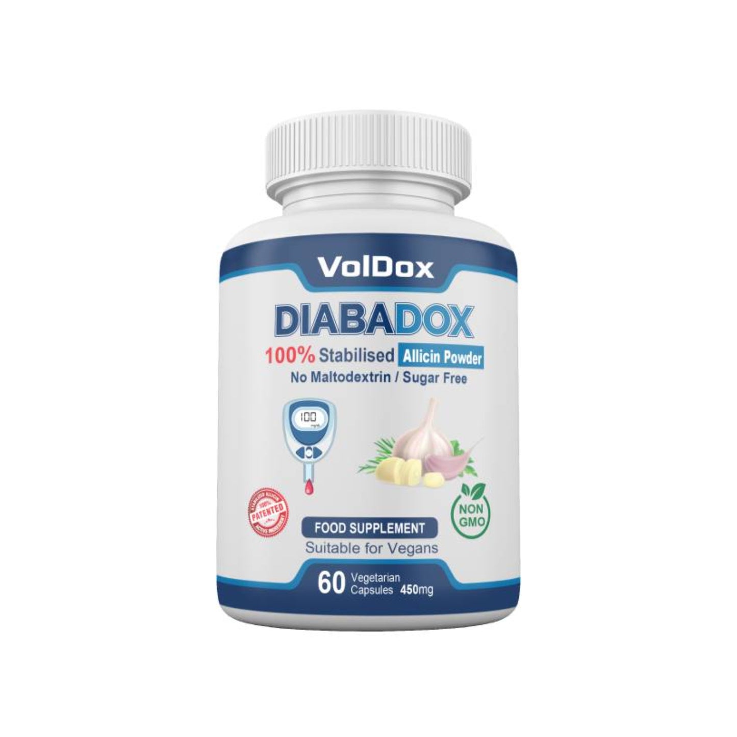DiabaDox – Natural Blood Sugar Support with Stabilised Allicin, Cinnamon & Bitter Melon | 60 Vegan Capsules