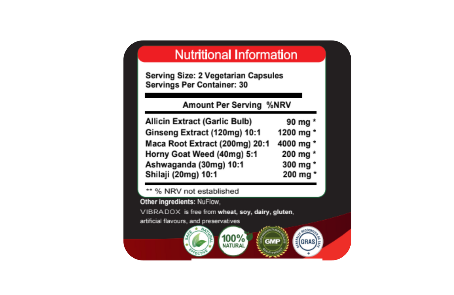 Vibradox – 60 Capsules Natural Libido Enhancer | ED Support | Male & Female Sexual Health | Allicin + Ginseng + Maca + Horny Goat Weed