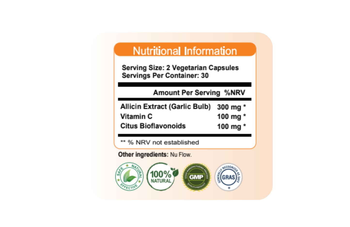 Vitadox – 30 Capsules Immune Support Formula | 100% Stabilised Allicin + Vitamin C + Citrus Bioflavonoids | Natural Antioxidant & Cold Defense